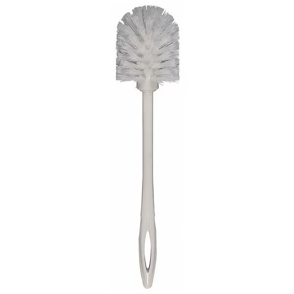 Toilet Brush, 11 1/2 in L Handle, 3 in L Brush, White, Plastic, 14 1/2 in L Overall, Rubbermaid Commercial, Mfr#: FG631000WHT