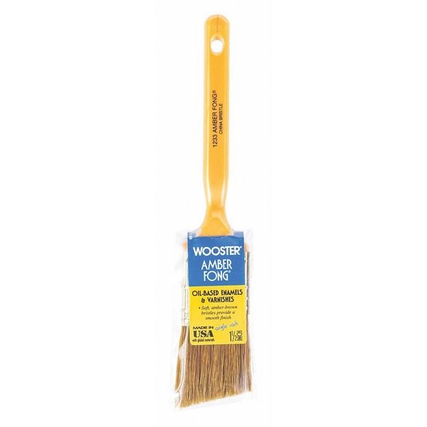 1-1/2" Angle Sash Paint Brush, Brown China Bristle, Plastic Handle, Wooster, Mfr#: 1233-1 1/2