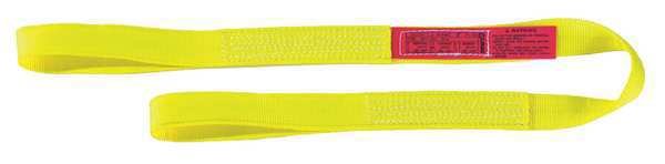 Web Sling, Type 3, 5 ft L, 2 in W, Nylon, Yellow, Lift-All, Mfr#: EE2802NFX5