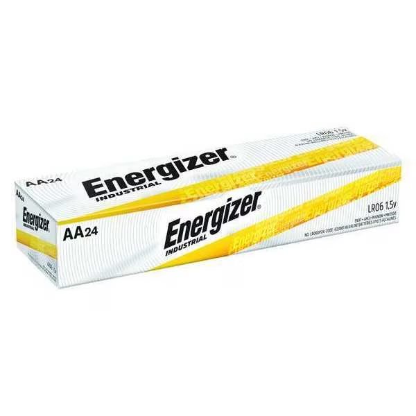 Industrial AA Alkaline Battery, 1.5V DC, 24 Pack, Energizer, Mfr#: EN91