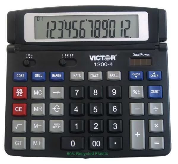 Calculator, Desktop, 12 Digits, Victor Technology, Mfr#: 1200-4