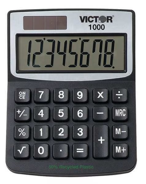 Calculator, Desktop, 8 Digits, Victor Technology, Mfr#: 1000