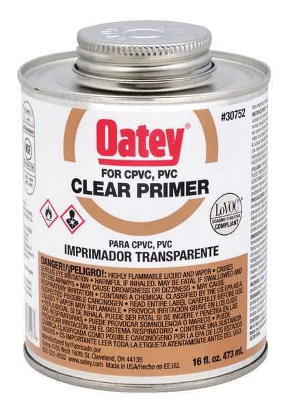 PVC Primer, Clear, 16 oz., Oatey, Mfr#: 30752