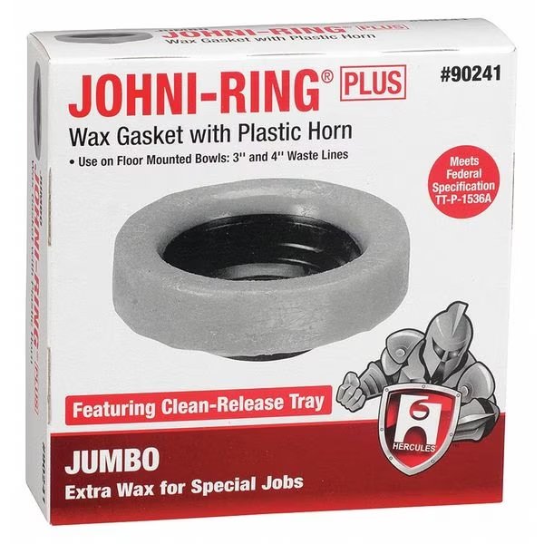 Toilet Bowl Ring, Jumbo, Wax, 3in-4in, Hercules, Mfr#: 90241