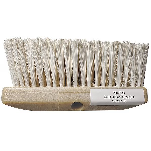 2 1/2 in W Car Wash Brush, Not Applicable L Handle, 10 in L Brush, White, Plastic, Michigan Brush, Mfr#: MIB-21136