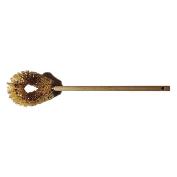 Toilet Brush, 10 in L Handle, 5 in L Brush, Yellow, Wood, 15 in L Overall, Michigan Brush, Mfr#: MIB-53300