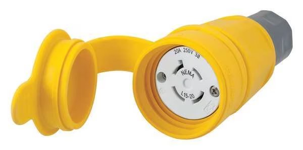 20A Watertight Locking Connector 3P 4W 250VAC L15-20R, Hubbell, Mfr#: HBL27W75