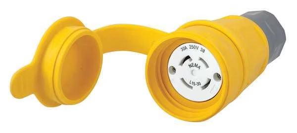 30A Watertight Locking Connector 3P 4W 250VAC L15-30R, Hubbell, Mfr#: HBL29W75