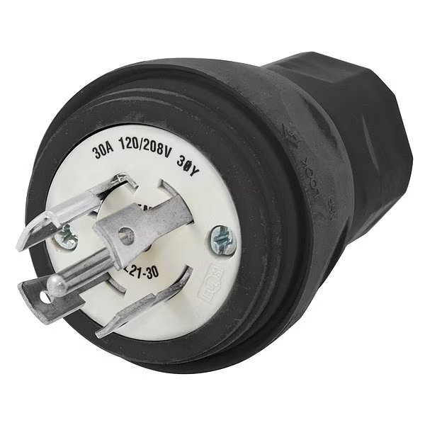 30A Watertight Locking Plug 4P 5W 120/208VAC, Hubbell, Mfr#: HBL28W81BK