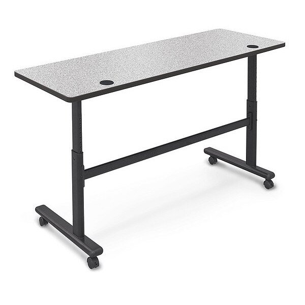 Rectangle Training Table, 60" X 28.5" to 45", High Pressure Laminate Top, Gray Nebula, Mooreco, Mfr#: 90316-4622-BK