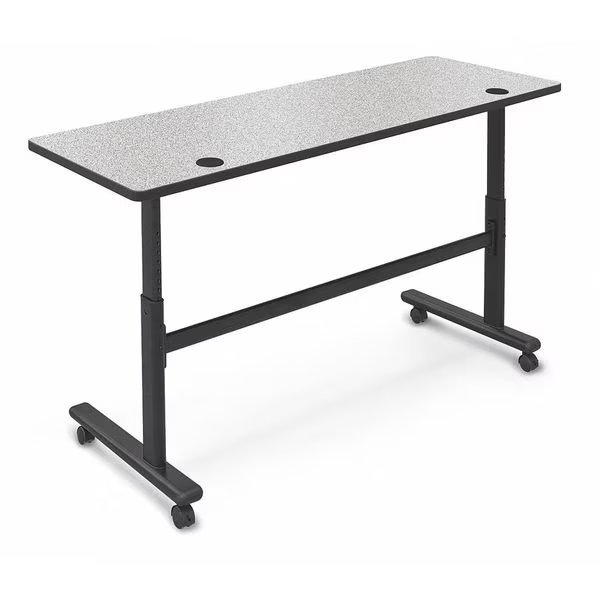 Rectangle Training Table, 72" X 28.5" to 45", High Pressure Laminate Top, Gray Nebula, Mooreco, Mfr#: 90317-4622-BK