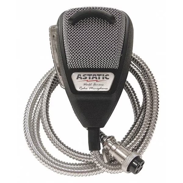 CB Mic with SS Cord, Silver Cord, 4 Pin, Astatic, Mfr#: 302-10001SE
