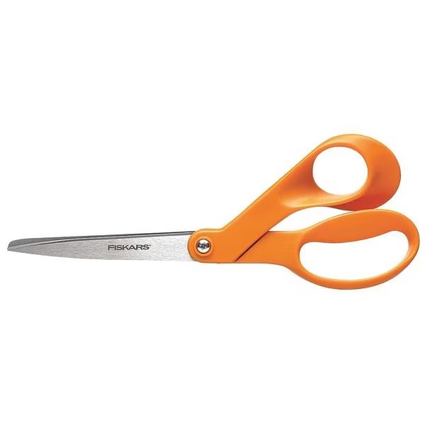 Scissors, 8 In L, Orange, Ambidextrous, Fiskars, Mfr#: 1069755
