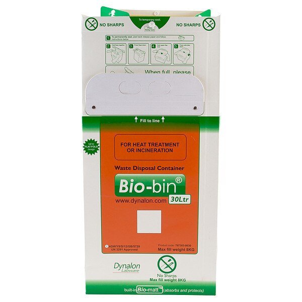 Bio-bin Waste Container, 30L, PK10, Dynalon, Mfr#: 797303-0030
