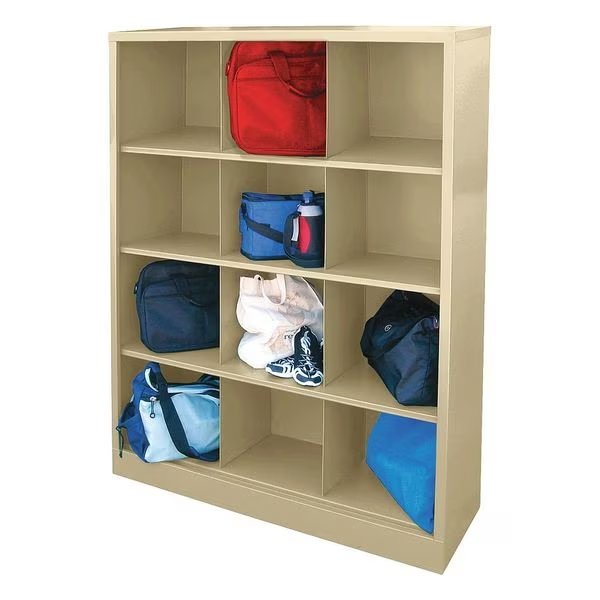 Wood Cubbie Cabinet, 18 in D x 66 in H x 46 in W, 4 Shelves, Putty, Sandusky Lee, Mfr#: IC00461866-07