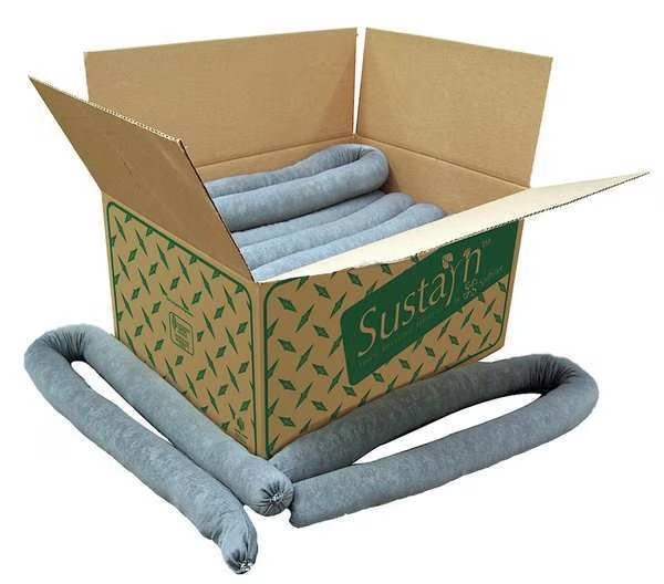 Sorbents, 17 gal, 3 in x 10 ft, Universal, Gray, Polypropylene, Sustayn By Spilfyter, Mfr#: G-37