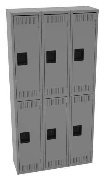 Wardrobe Locker, 36 in W, 12 in D, 72 in H, (2) Tier, (3) Wide, Medium Gray, Tennsco, Mfr#: DTS-121236-CMG