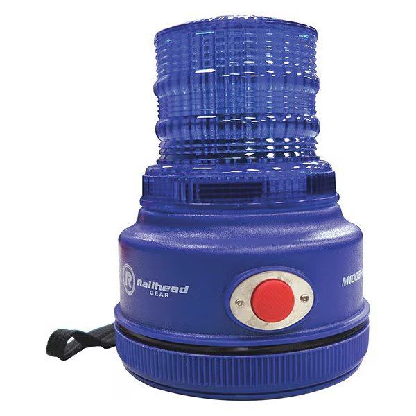 Warning Light, Blue, LED, 2 D Batteries, Railhead Gear, Mfr#: M100B-LED