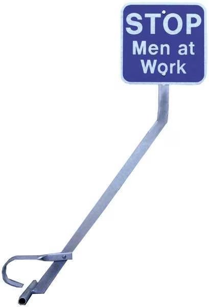 Railroad Stop Sign, 12" W, 12" H, English, Aluminum, Blue, White, Railhead Gear, Mfr#: Econ Clamp SS