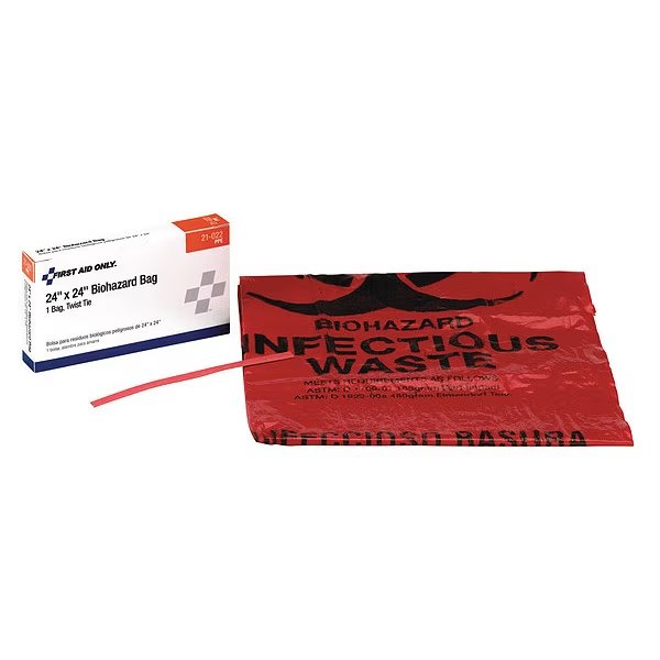 Biohazard Bags, 7 to 10 gal., Red, First Aid Only, Mfr#: 21-022