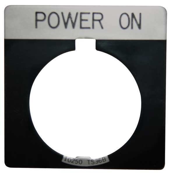 Cutler-Hammer Legend Plate, Square, Power On, Black, Eaton, Mfr#: 10250TS80