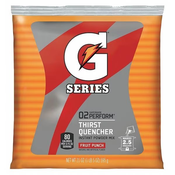 Sports Drink Mix, 21 oz., Mix Powder, Regular, Fruit Punch, Gatorade, Mfr#: 33691