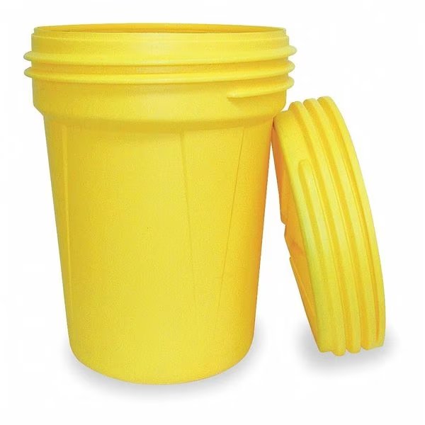 Open Head Salvage Drum, Polyethylene, 30 gal, Unlined, Yellow, Eagle Mfg, Mfr#: 1600SL