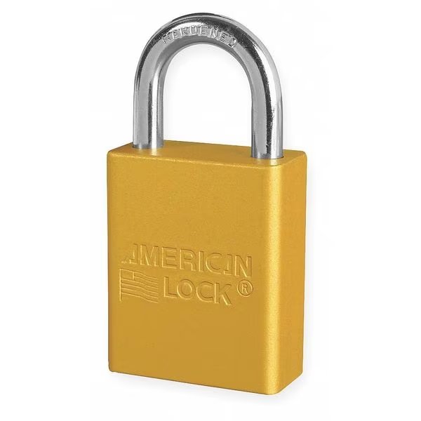 Lockout Padlock, KD, Yellow, 1-7/8"H, American Lock, Mfr#: A1105YLW