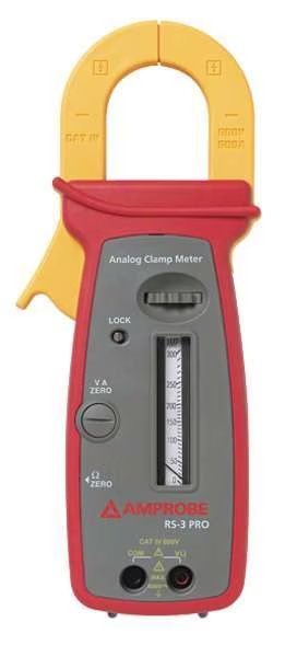 Clamp Meter, Rotary Scale, 300 A, 1.8 in (46 mm) Jaw Capacity, Cat IV 600V Safety Rating, Amprobe, Mfr#: RS-3 PRO
