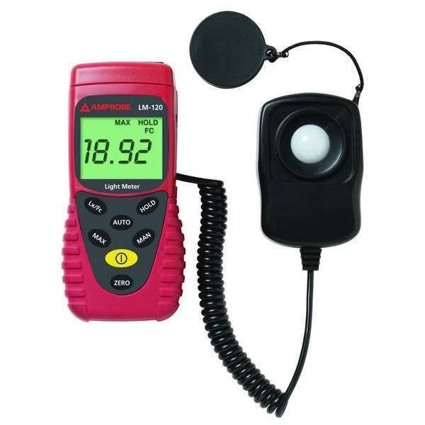 Auto Ranging Light Meter, 0 to 20,000Fc, Amprobe, Mfr#: LM-120