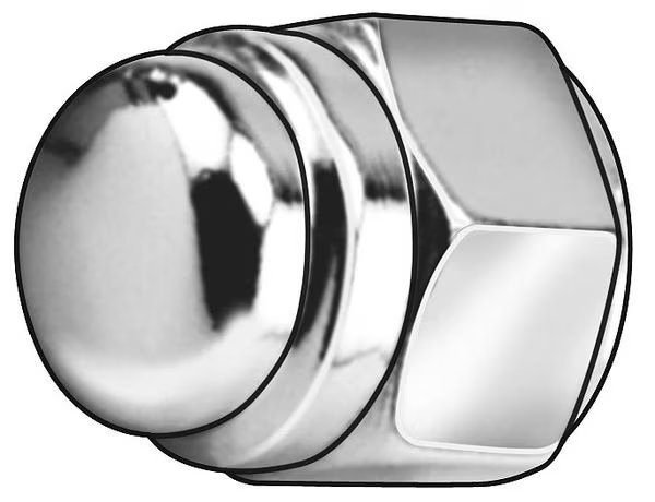 Flattened Head Cap Nut, 1/4"-20, Steel, Chrome Plated, 0.47 in H, 5 PK, EnjoyTool Select, Mfr#: MPB3771