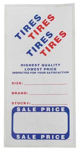 Adhesive Tire Lbl, Roll, Paper, PK500, Slip-N-Grip, Mfr#: M-FB-P9943-79