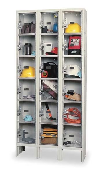Box Locker, 36 in W, 12 in D, 78 in H, (3) Wide, (18) Openings, Tan, Hallowell, Mfr#: USVP3228-6A-PT