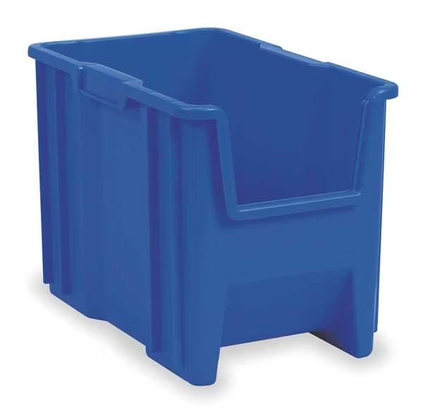Hang & Stack Storage Bin, Plastic, 10 7/8 in W, 12 1/2 in H, 17 1/2 in L, Blue, Akro-Mils, Mfr#: 13014BLUE