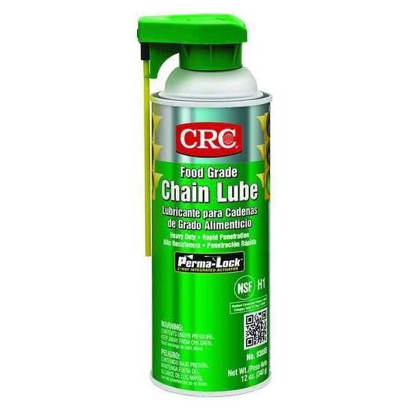 Food Grade Chain Lubricant, H1 Food Grade, 8 to 325 Degree F, 12 oz Aerosol Can, Clear, Crc, Mfr#: 03055