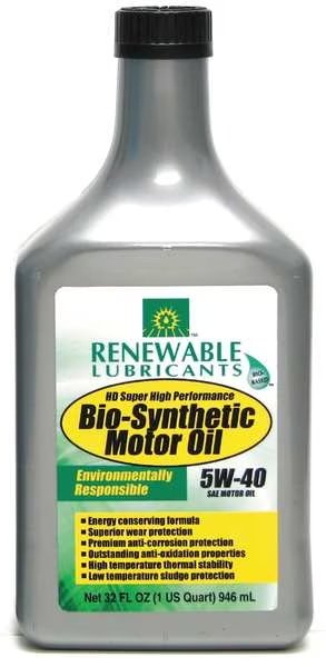 Engine Oil, 5W-40, Bio-Synthetic, 1 Qt., Renewable Lubricants, Mfr#: 85251