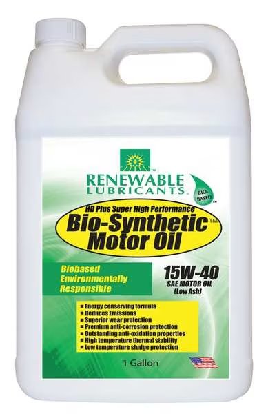 Engine Oil, Bio-Synthetic, 15W-40, 1 Gal., Renewable Lubricants, Mfr#: 85353