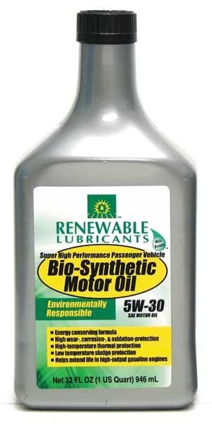 Engine Oil, 5W-30, Bio-Synthetic, 1 Qt., Renewable Lubricants, Mfr#: 85121