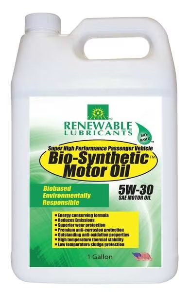 Engine Oil, Bio-Synthetic, 5W-30, 1 Gal., Renewable Lubricants, Mfr#: 85123