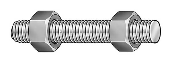Threaded Stud, Fluoropolymer Coated Finish, 50 PK, Usa Fastener, Mfr#: B7-.5-2.5-50