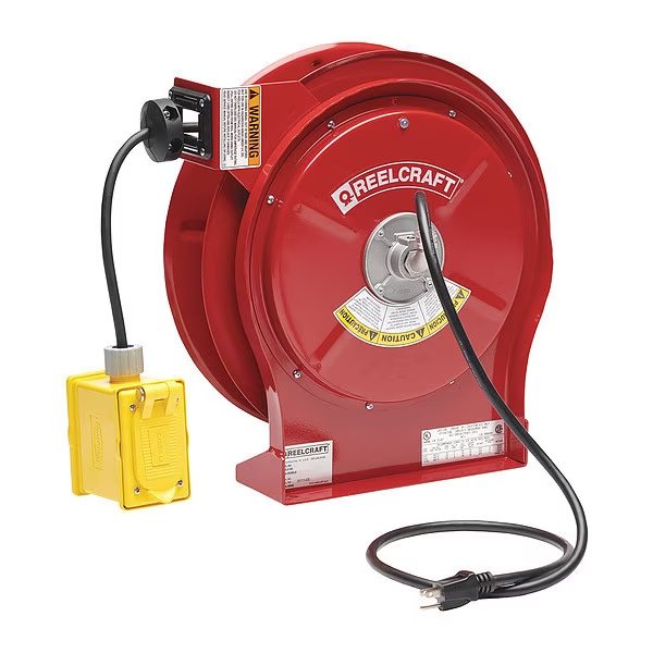 50 ft. 12/3 Extension Cord Reel 15.0 A Amps 2 Outlets 120V AC Voltage, Reelcraft, Mfr#: L 5550 123 7