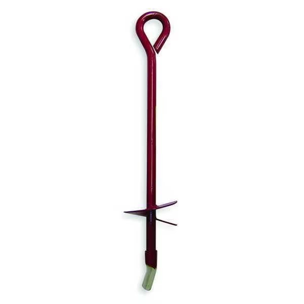 3 in Dia x 30 in L Screw-In Earth Anchor, Steel, Painted Red, EnjoyTool Select, Mfr#: 4LVK4