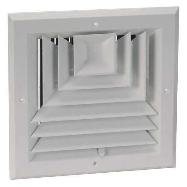 6 in Square 3-Way Multilouver Ceiling Diffuser, White, EnjoyTool Select, Mfr#: 4MJJ2