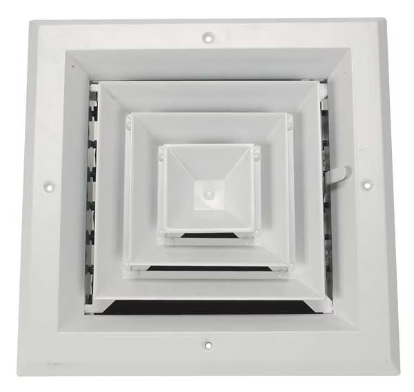 6 in Square 4-Way Multilouver Ceiling Diffuser, White, EnjoyTool Select, Mfr#: 4MJJ5