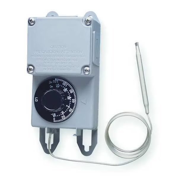 Line Volt Mechanical Tstat, Open/Close on Rise, Indoor/Outdoor, SPDT, Peco, Mfr#: TRF115-005