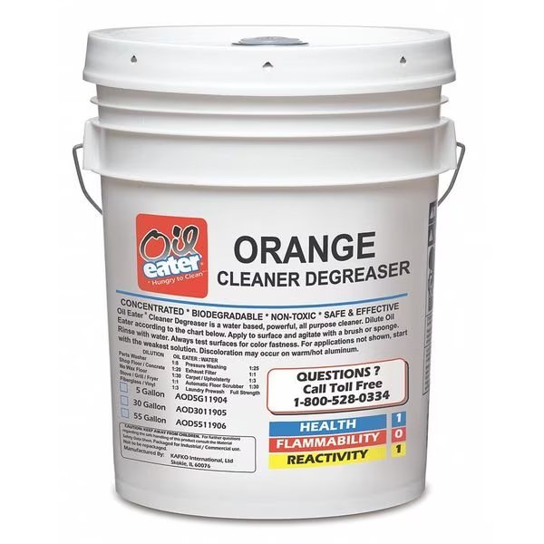 Oil Eater Orange Cleaner/Degreaser, 5 gal Drum, Concentrated, Water Based, Oil Eater, Mfr#: AOD5G11904