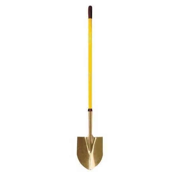 Standard Step Round Point Shovel, Aluminum Blade, 45-1/4 in L Yellow Fiberglass Handle, Ampco Safety Tools, Mfr#: S-81FG