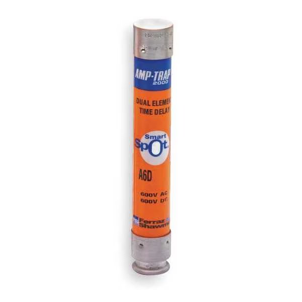 Fuse, RK1 Class, A6D-R Series, Time-Delay, 6-1/4A, 600V AC, Non-Indicating, Mersen, Mfr#: A6D6-1/4R