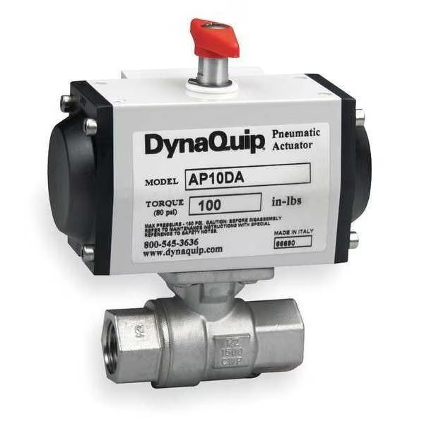 1-1/2" FNPT Stainless Steel Pneumatic Ball Valve Inline, Dynaquip Controls, Mfr#: P2S27AJDA063A