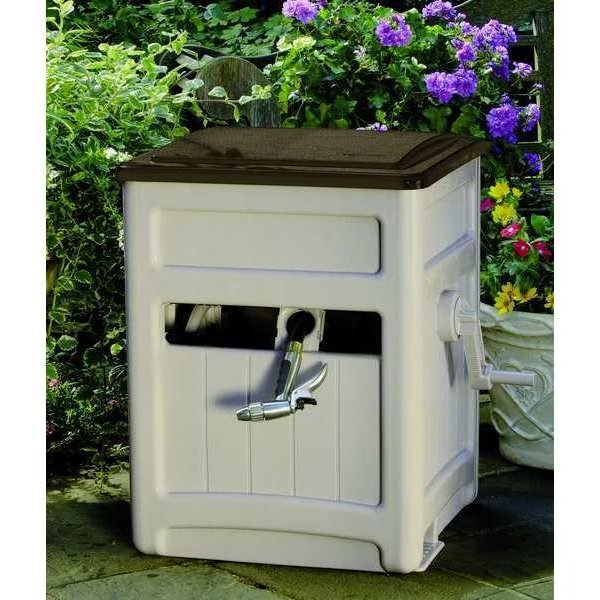 21 in L x 26 in W x 27 1/2 in H Hose Hideaway Reel for 225 ft L x 5/8 in I.D., Resin, Taupe, Suncast, Mfr#: STB200B